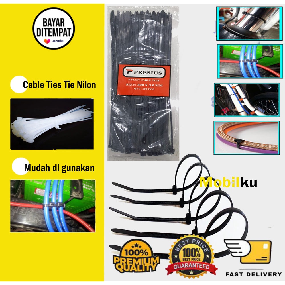 [BISA COD] Kabel Ties Cable Tie Kabel Tie Pengikat Kabel Dasi kabel - Hitam 2.5 mm 2,5 mm 10 cm 10cm 100mm Cable Ties Tie Nilon Nylon Tali Alat Pengikat Pendek Kecil Putih Isi 100 pcs