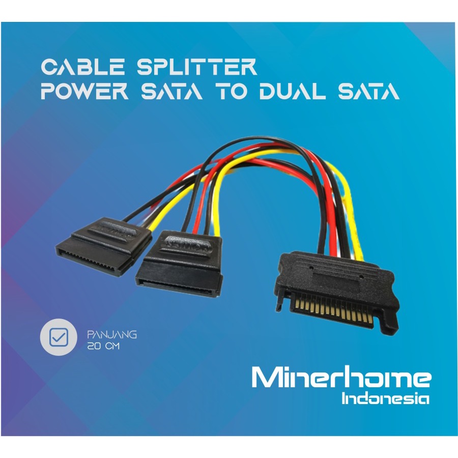 Kabel Power Sata 15pin Male To Dual Sata 15pin Female