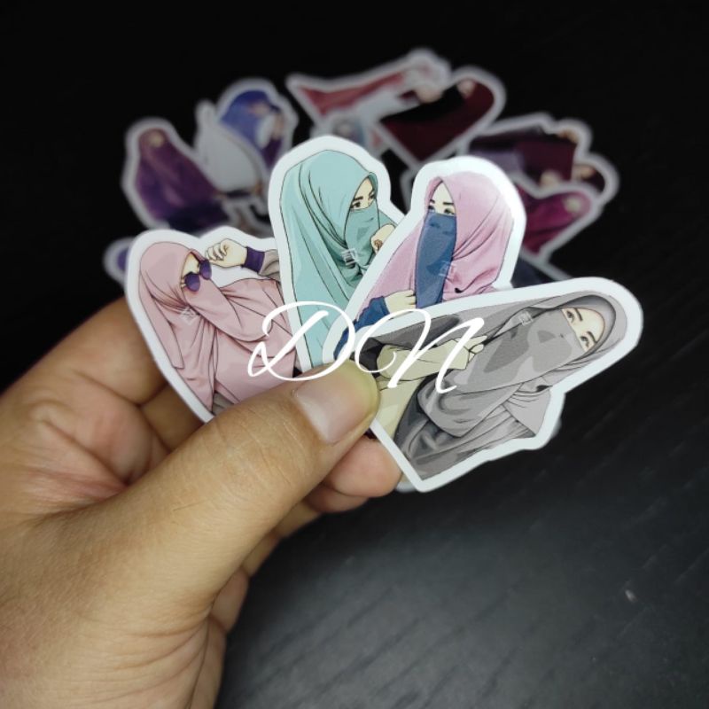Jual Stiker kertas karakter hijab muslimah 18pcs sticker accesoris