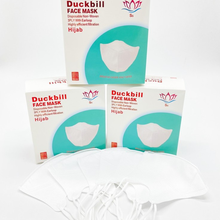 Masker Duckbill Hijab / Duckbill Earloop 4Ply Garis Terbaru