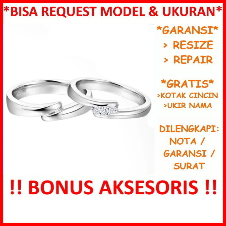 Gratis Ukir Nama Garansi Silver Asli Bisa Pesan Model Cincin Kawin Couple Perak Tunangan Nikah Id508