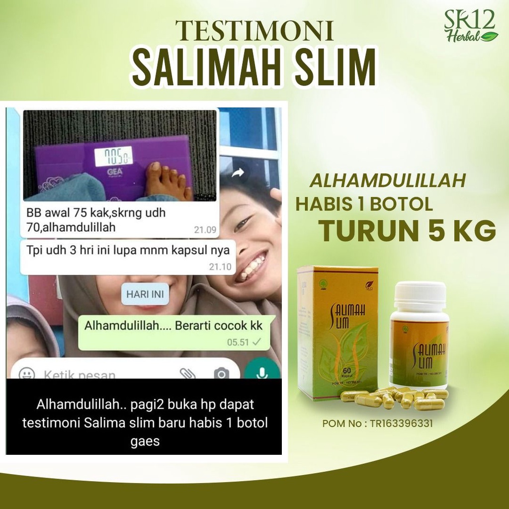 AMPUH!! Salimah Slim SR12 Pelangsing Badan Obat Diet Herbal Penurun Berat Badan BPOM 60 kapsul