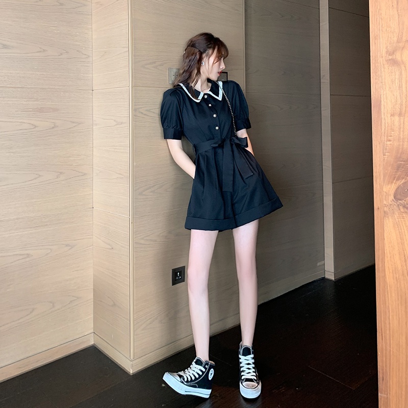 【Rozen】Korean Pearl Mini Solid Romper R100