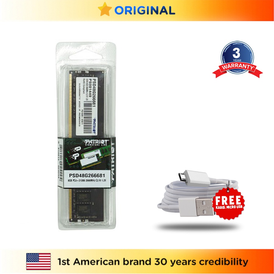 Patriot DDR4 4 GB 2666 MHz Udimm Signature Line / DDR4 / DDR Murah / RAM 4GB