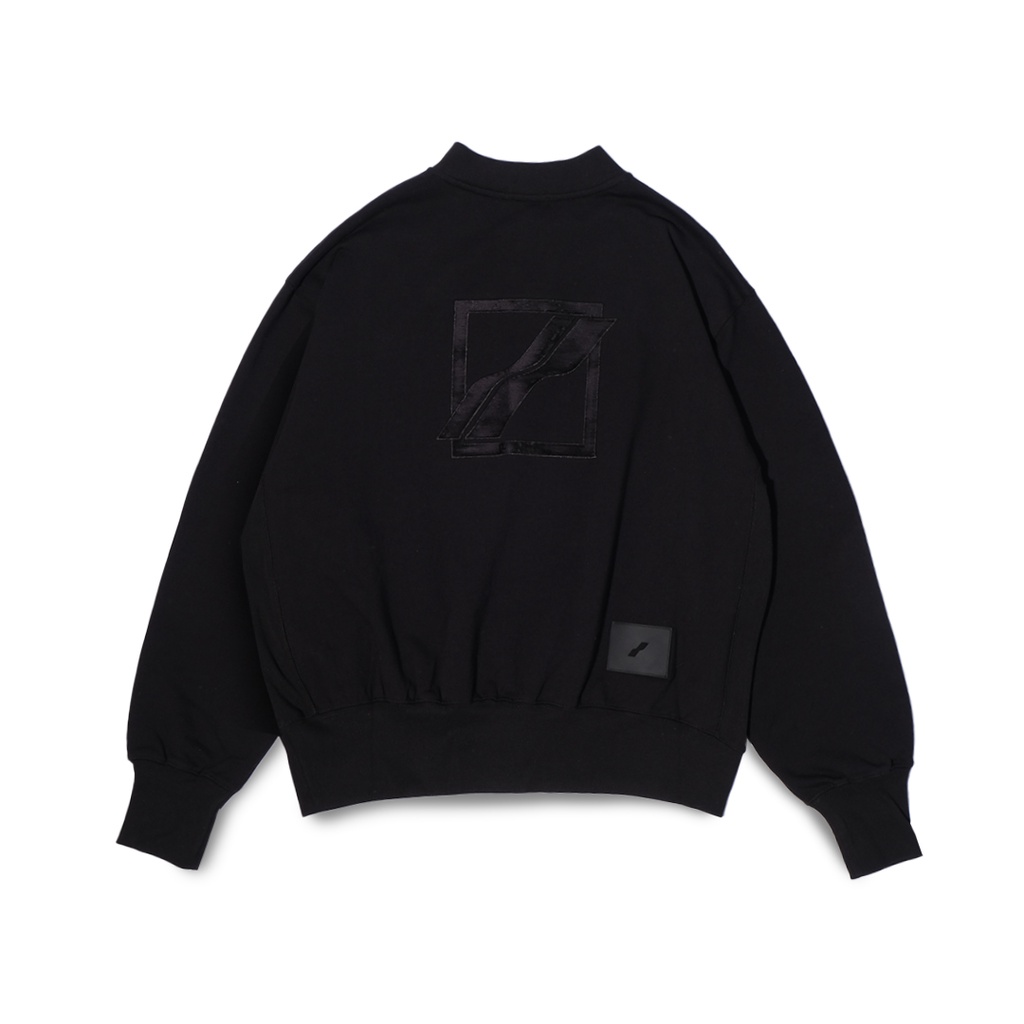 We11done Black Logo Embroidered Henley Sweater Black