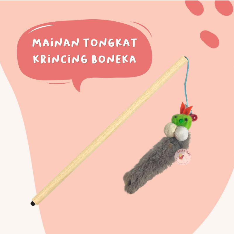 [CAT STICK] Mainan Kucing Tongkat Bulu Lembut Boneka Cat Toy Stick