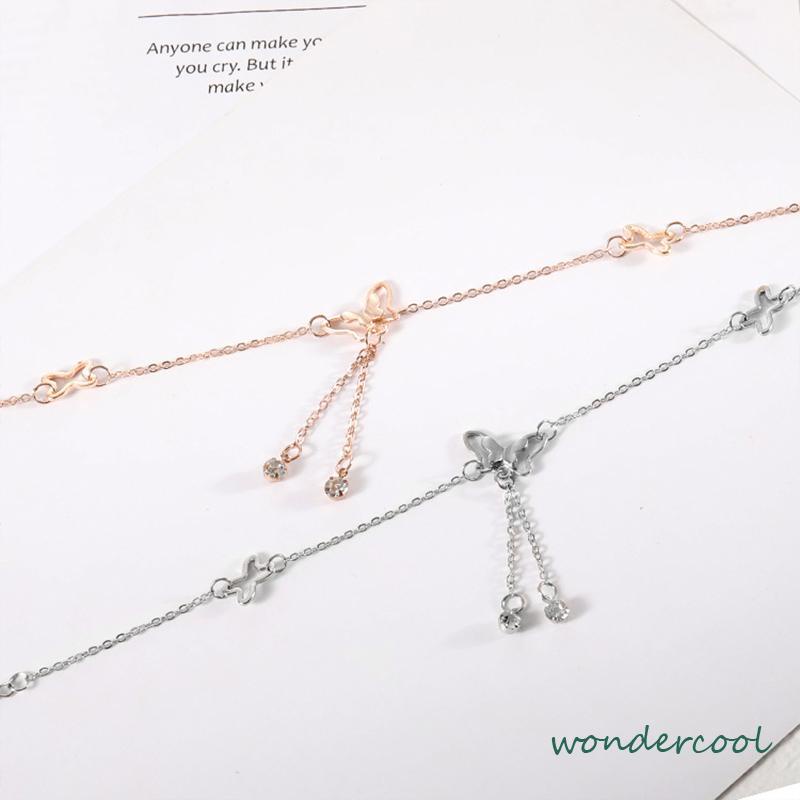 Fashion Gelang Kaki Dan Tangan Rantai Alloy Ala Korea Dengan Liontin Butterfly Kupu-kupu -Won