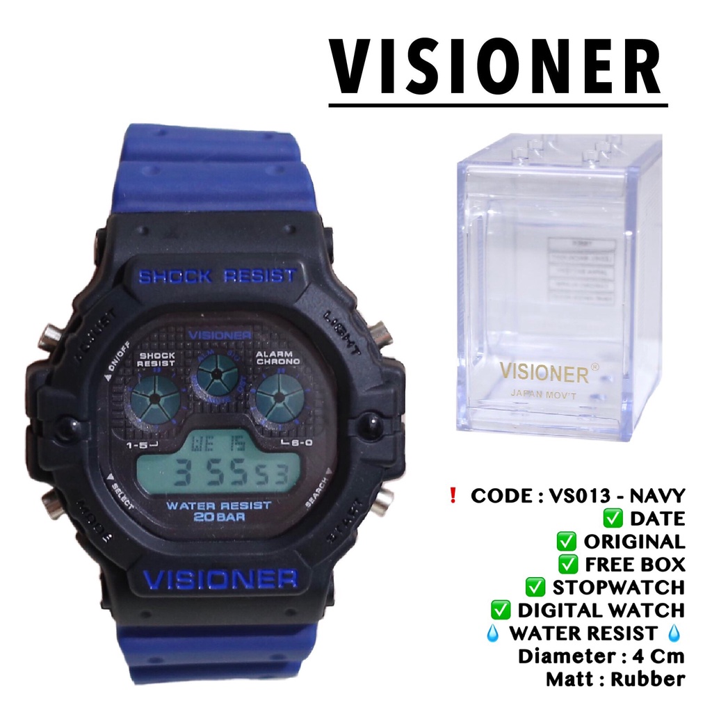 jam tangan pria wanita ORIGINAL Visioner DIgital watch sporty anti air free box anti air garansi 1 tahun VS015