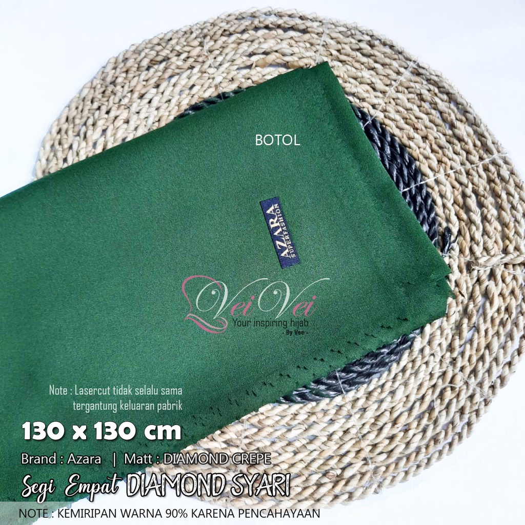 [ 130 x 130 cm] DIAMOND CREPE LASER - JILBAB SEGI EMPAT SYARI JUMBO AZARA-BOTOL