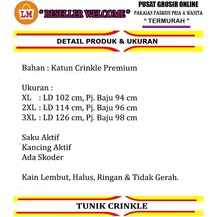 TERMURAH TERLARIS Baju Atasan Muslim Wanita TUNIK CRINKLE JUMBO XL-XXXL LM 28562-28568
