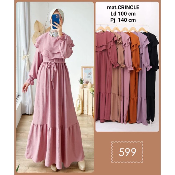 DRESS BAHAN CRINKLE PREMIUM / GAMIS MUSLIM CRINKLE PREMIUM TERBARU