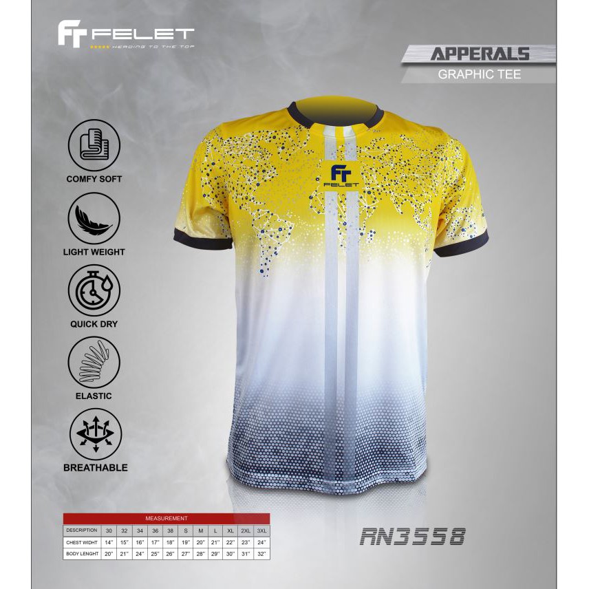 ORIGINAL - Kaos / Baju Olahraga Badminton Pria Dewasa FELET - GRAPHIC TEE SERIES