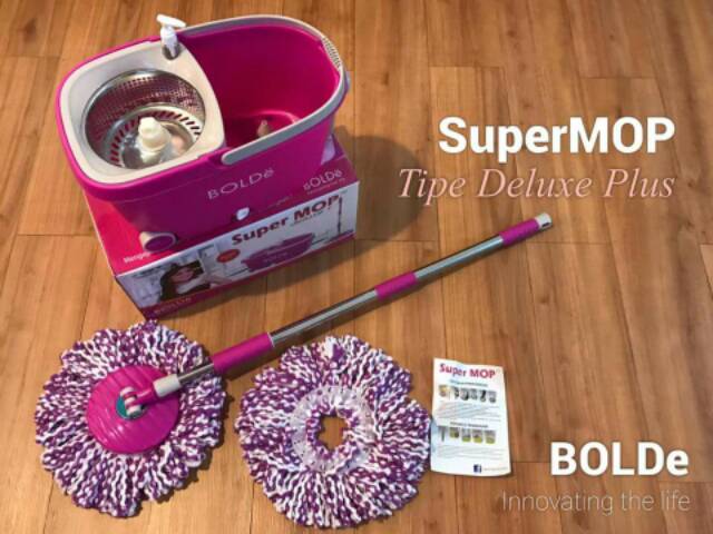 SUPERMOP BOLDE DELUXE + |Roda,Stainless,Penarik,Drainase,Tmpt Sabun| SUPER MOP