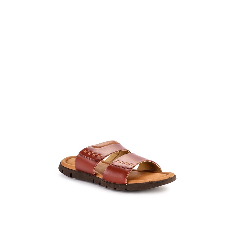 SANDAL SLIDE KULIT ANDRE VALENTINO PRIA ORIGINAL CASUAL COKLAT AVM04