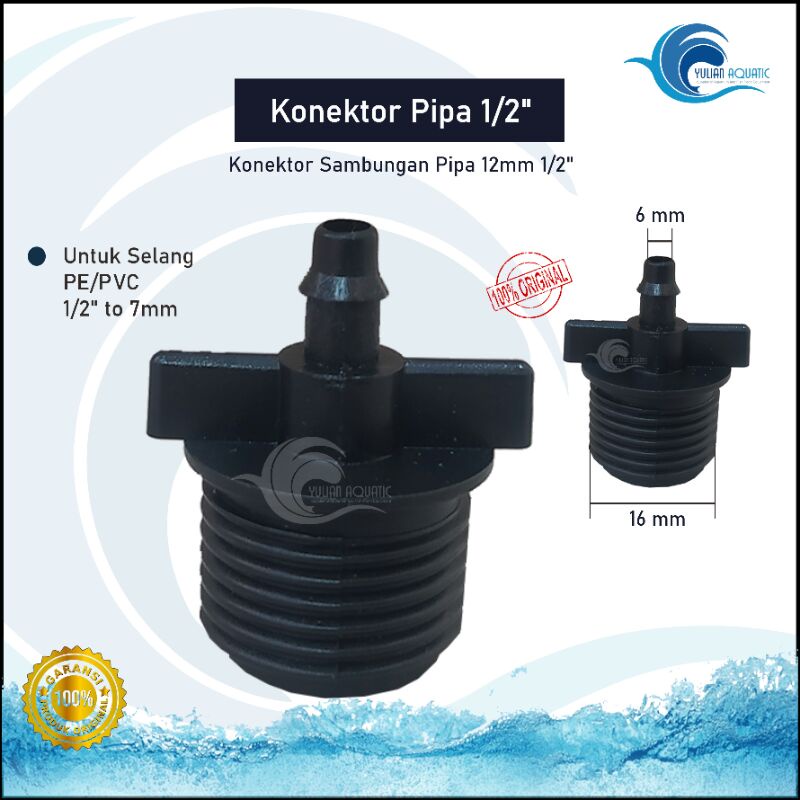 Konektor pipa 1/2" ke selang 4/7 mm