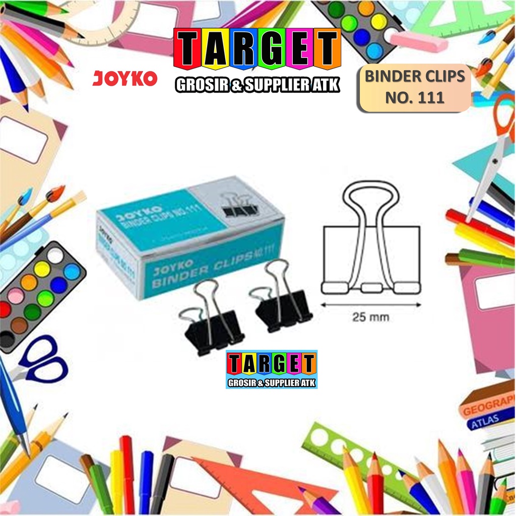 

Binder Clip / Klip / Penjepit Kertas Joyko 111 / 1 BOX 12 PCS