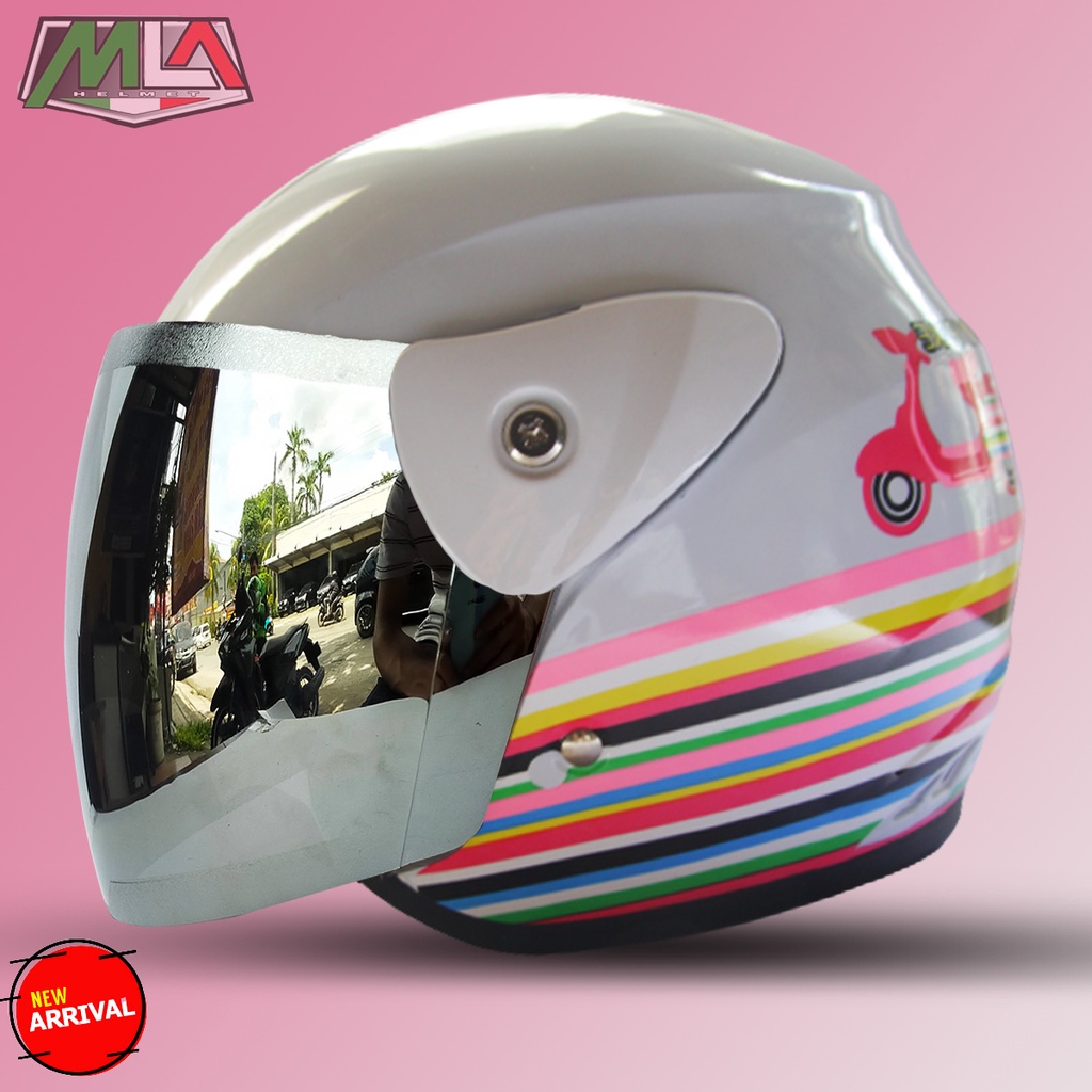 Helm Dewasa Half Face Evolution Seperti Helm GM Original Motif I LOVE BIKE -Helm Murah COD