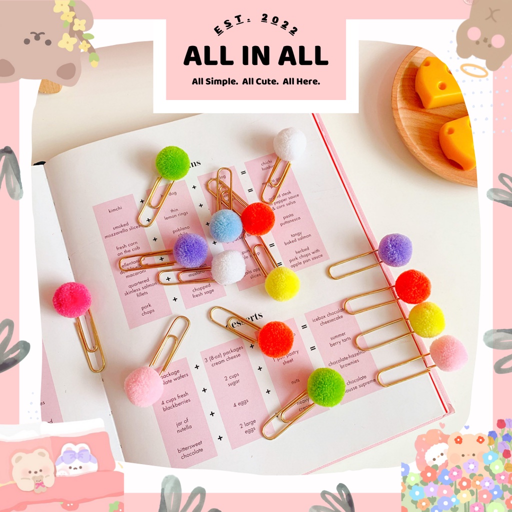 

❤️ALL IN ALL❤️1PC POM POM PAPER CLIP CUTE CLIPPER KLIP KERTAS