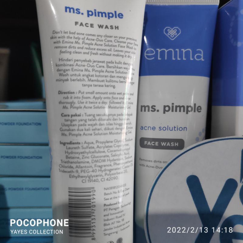 Emina Acne Solution Ms. Pimple Face Wash Spot Gel Moisturizing Sabun Cuci Muka 50 ml Pelembab 20 ml 15 ml kulit Minyak berjerawat jerawat