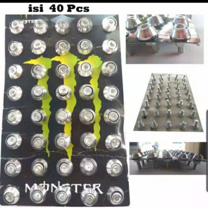 Baut L + Ring Monel Variasi Isi 40pcs Universal - Baut monel ukuran drat 10 kunci L