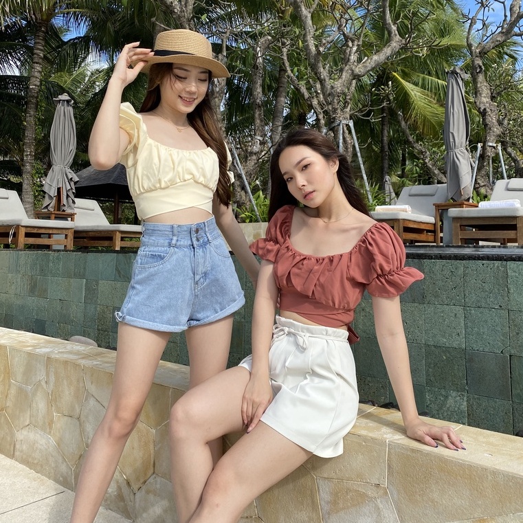 [ Bali Ed ] Suvie Tie Back Top / Top Wanita / Atasan Wanita Korea / Blouse Casual