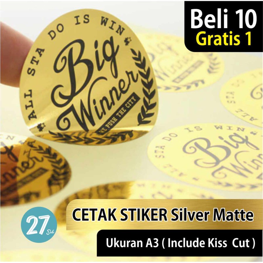 

Cetak Stiker / Print Sticker Label Gold Chrome A3+ & KISS CUT