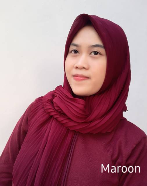 Kerudung Segi Empat Plisket Bella Pleated Press Terbaik