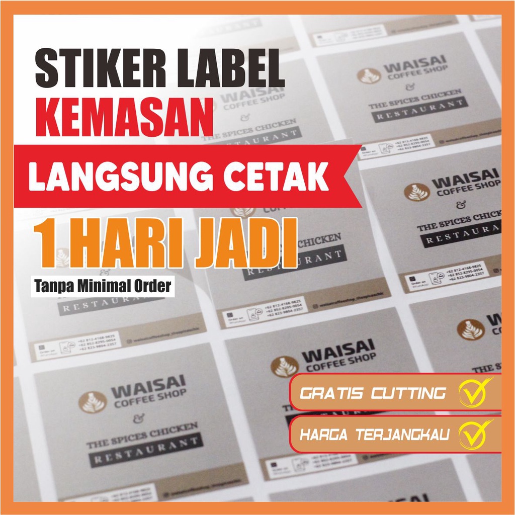 

Cetak Stiker Label Kemasan Makanan Custom A3 Plus Cutting