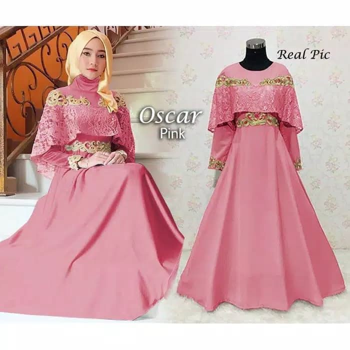  GAMIS  PESTA TERBARU MAXI OSCAR PINK BAJU  GAMIS  WANITA 