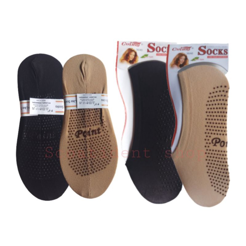 Kaos kaki balet tipis anti slip wanita 12 pasang