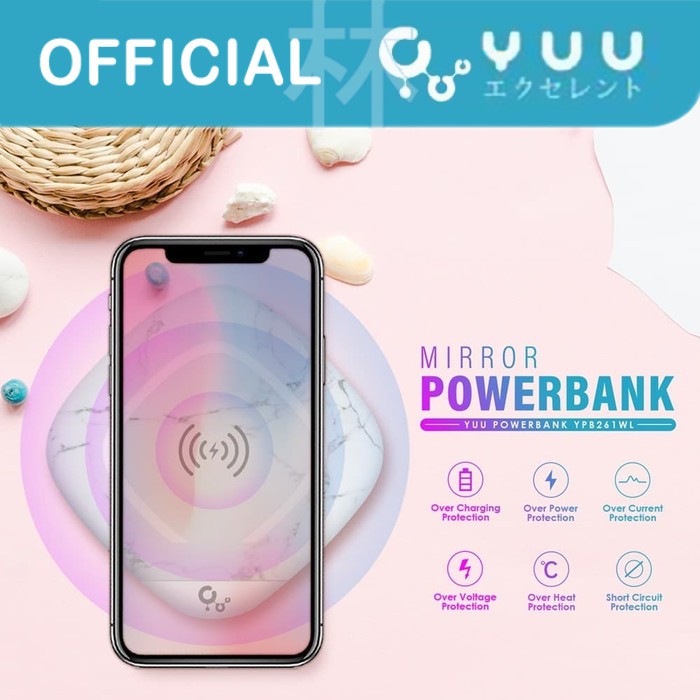 Yuu YPB261WL 5000mAh Wireless Charging &amp; Mirror With Lamp Powerbank
