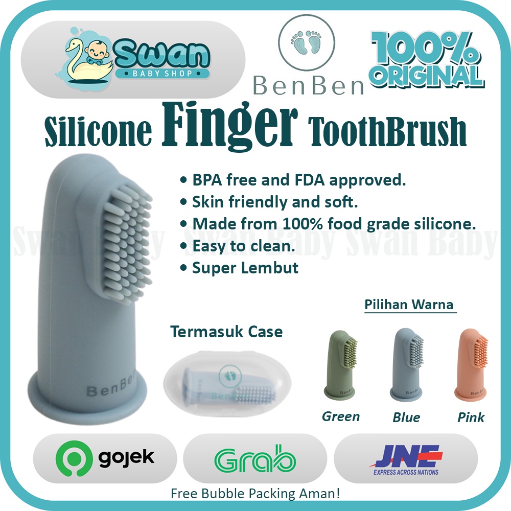 BenBen Silicone Finger Toothbrush with Case sikat Gigi dan Lidah