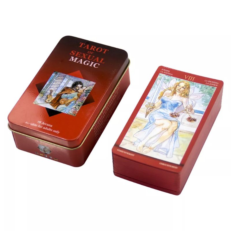 Magic Tarot dengan Kotak Kaleng pinggiran Merah