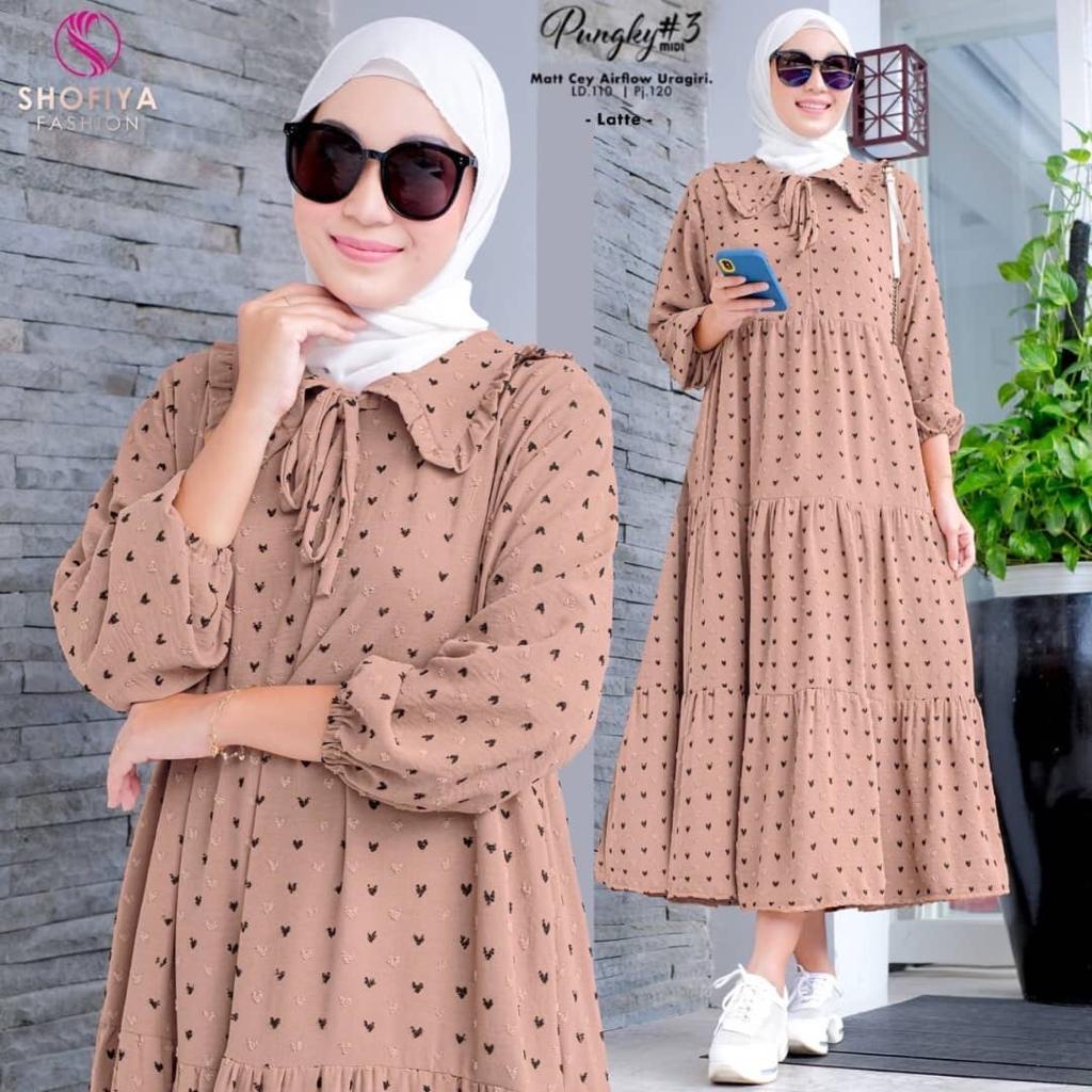 MIDI DRESS PUNGKY Tunik Midi Premium Katun Uragiri Korean