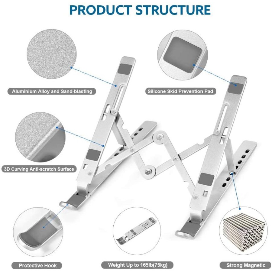 Laptop Stand Lipat Notebook Holder Adjust Height Tinggi 7 Level Besi