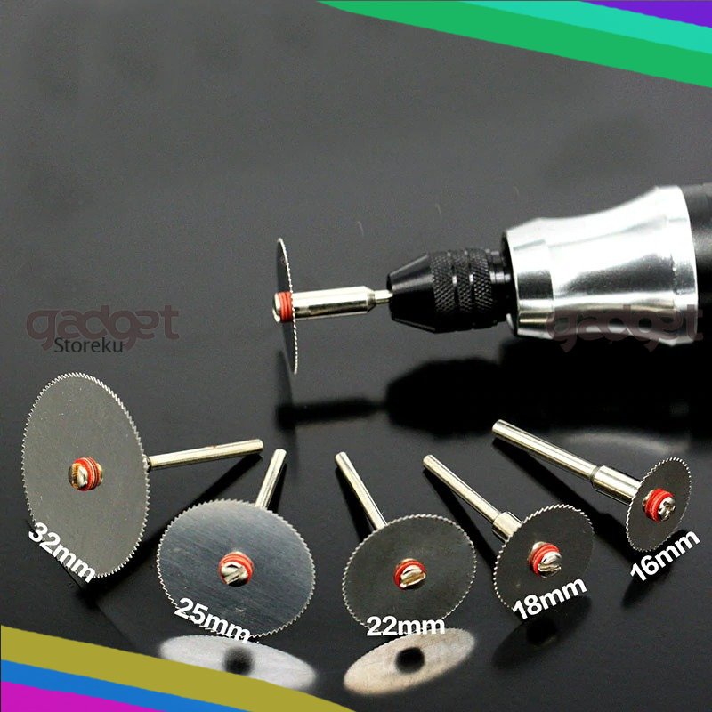 Kepala Gergaji Potong Mandrel Slice Metal 5 PCS with 1 Mandrel for Dremel Rotary