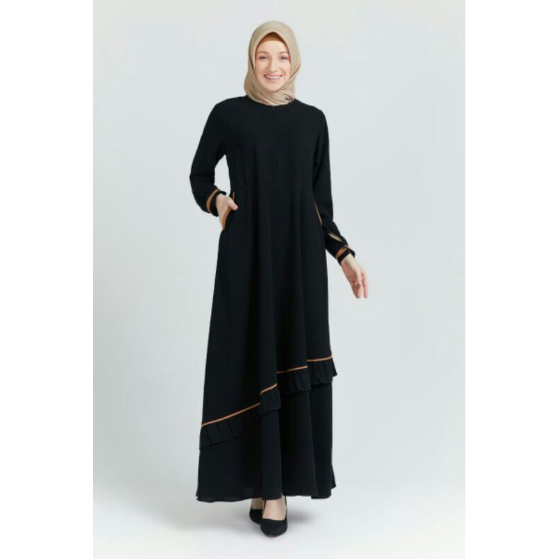 Gamis hitam polos jetblack ori by hagia sofia maxy dress black mewah hijab fashion muslimah kekinian