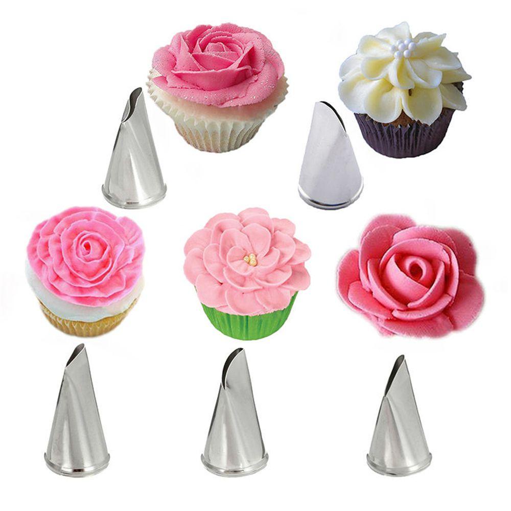 R-FLOWER 5pcs /Set Icing Piping Nozzle Kerajinan DIY Kelopak Krim Mawar