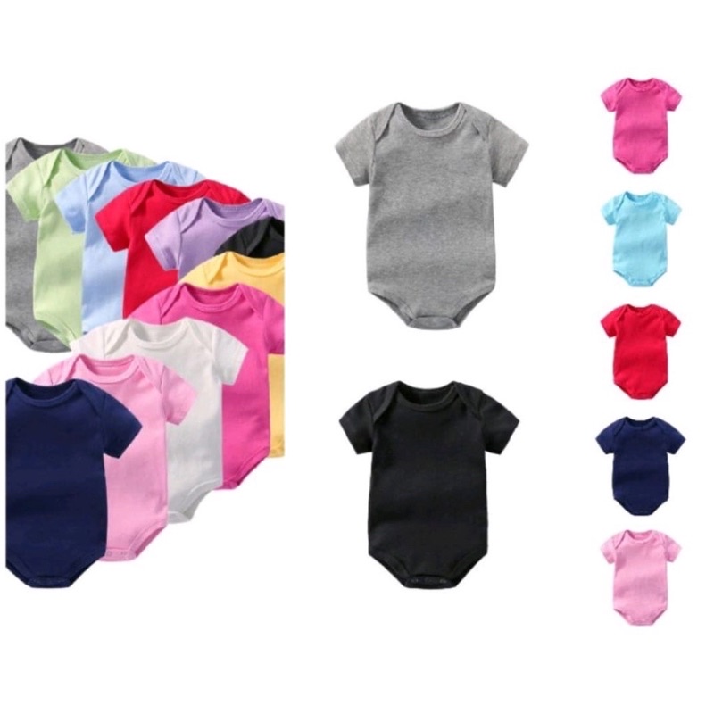 Baju Bayi Romper Polos Jumper Baby Boy Girl Bodysuit Newborn Cewek Cowok 0-6 bulan