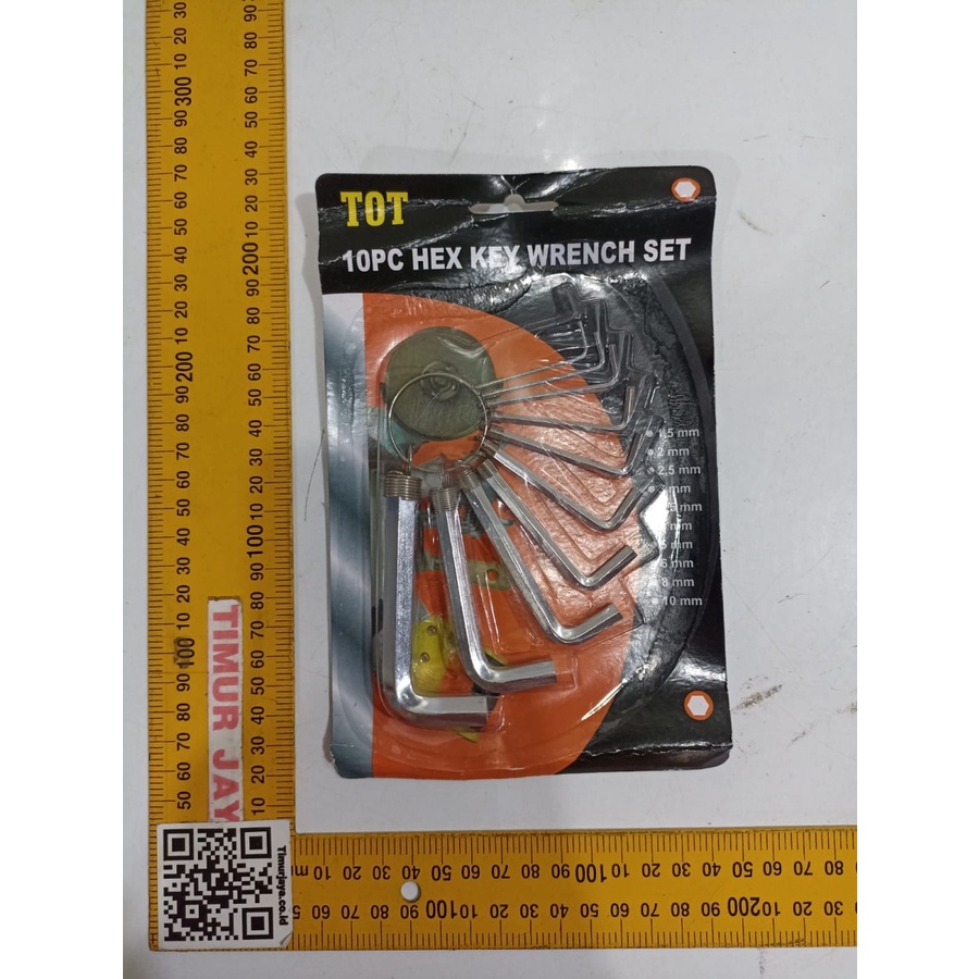 TOT kunci L set 10 Pc Hex Key Wrench Set 1.5 - 10 mm CHROME