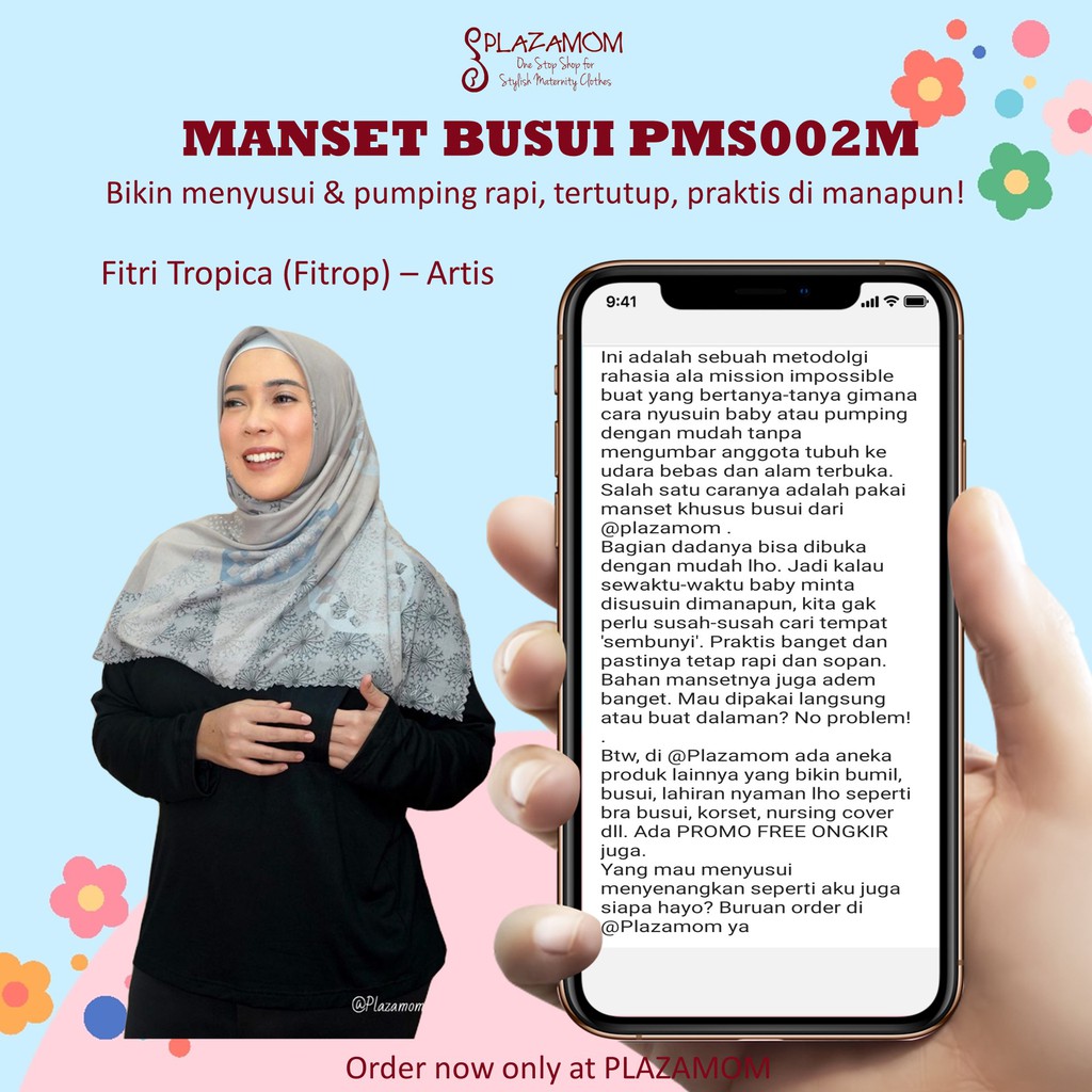 MANSET BUSUI LENGAN PANJANG PMS002M - Dalaman Bikin Menyusui / pompa ASI praktis, rapi, tertutup