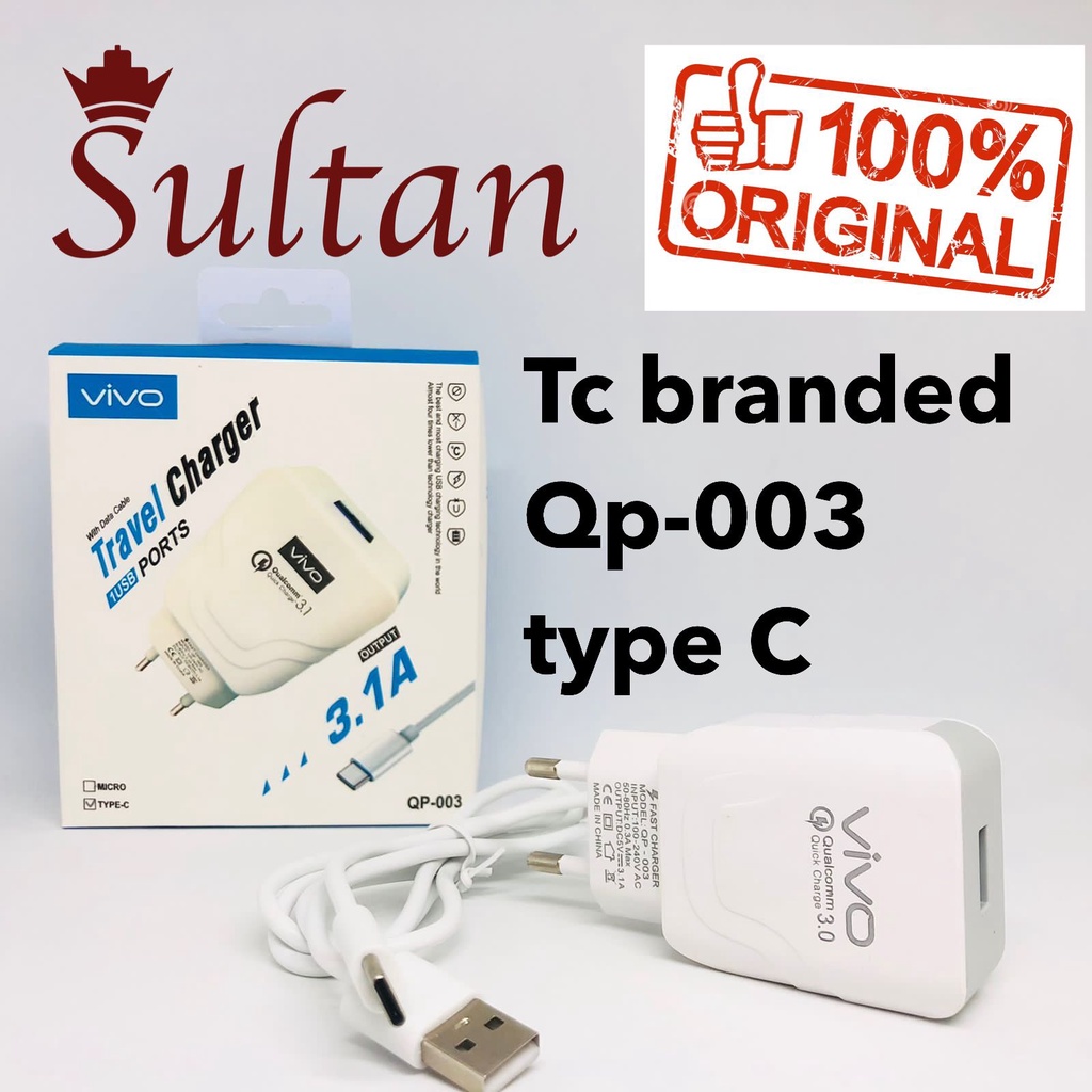 CHARGER 3.1A tc brand TYPE-C QP-003 casan samsung TYPE CHARGA GROSIR MURAH