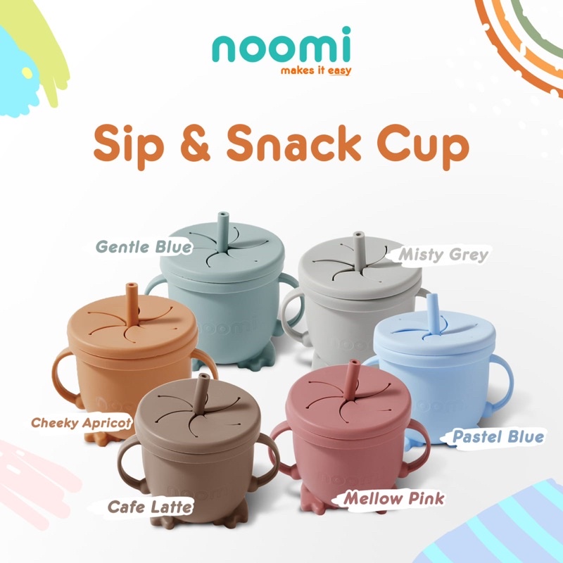 Noomi Silikon Training Cup Straw + Snack Cup 2in1 Gelas Minum Sedotan dan Wadah Camilan Snack Bayi Anak