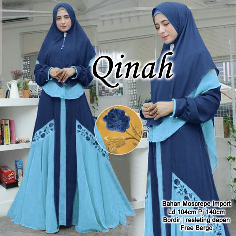 bontang syari batik free hijab // gamis muslim bontang batik syari kondangan sale // qinah syari