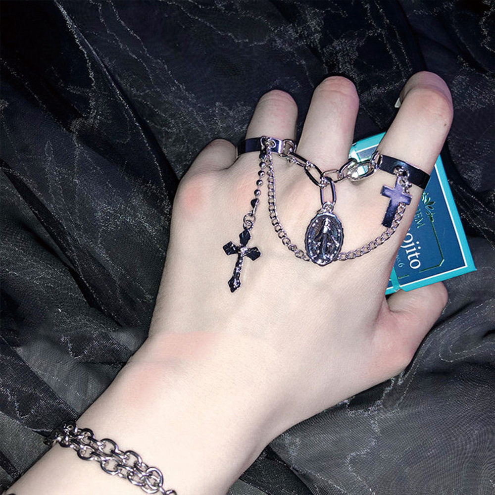 Mxbeauty Cincin Rantai Silang Model Terbuka Dapat Disesuaikan Aneka Warna Bahan Logam Gaya Vintage Untuk Hadiah