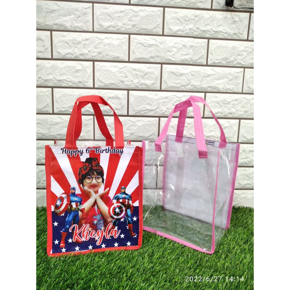 

tas mika/tas ultah mika ukuran 25x17x25/ tas ulang tahun mika