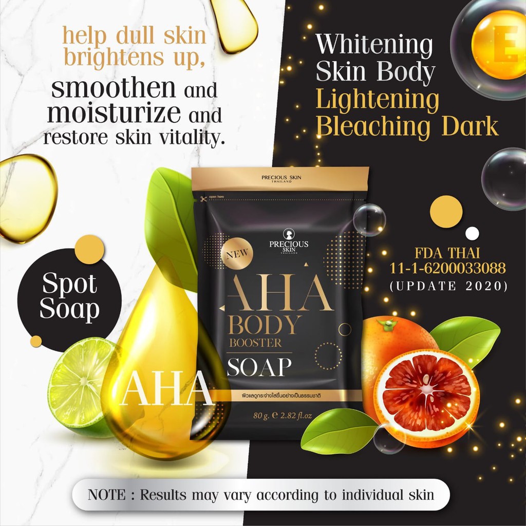 [BPOM] Precious Skin AHA Body Booster Whitening 5X Soap (free Net Soap) 80 Gr (MIMI SOAP)