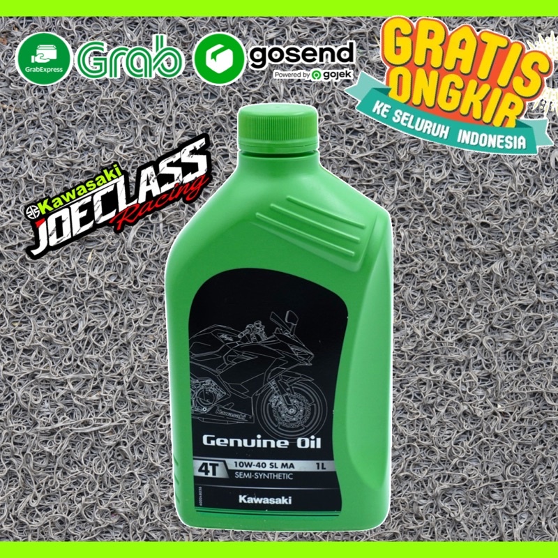 Kawasaki Genuine Oil 4T 10W - 40 SL MA Semi Synthetic  Oli Mesin Motor 4tak 1 Liter Semi Sintetik Untuk Kawasaki Bebek Sport Ninja 150 R VR SS RR Old New ZX CBU Ninja 250 R Fi SL RR Mono Z250Fi Z250SL ZX25R KLX Dtracker 150 250 Athlete Blitz Kaze R ZX130