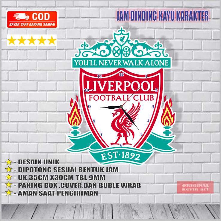 JAM DINDING LIVERPOOL KAYU UNIK KARAKTER MERCHANDISE UKIRAN MURAH ARTISTIK TERLARIS