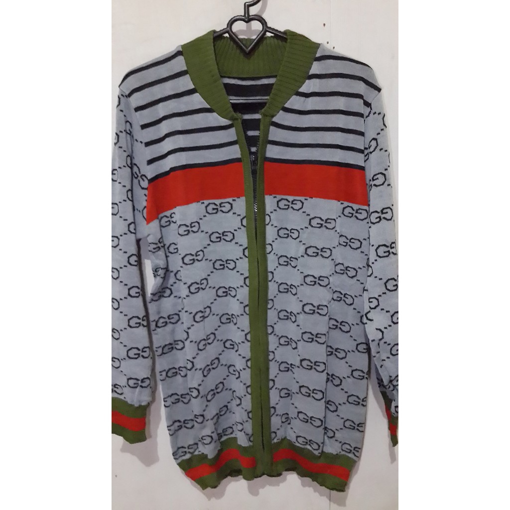SALE Jaket Rajut Seleting Motif Gucci Pakaian Wanita Import